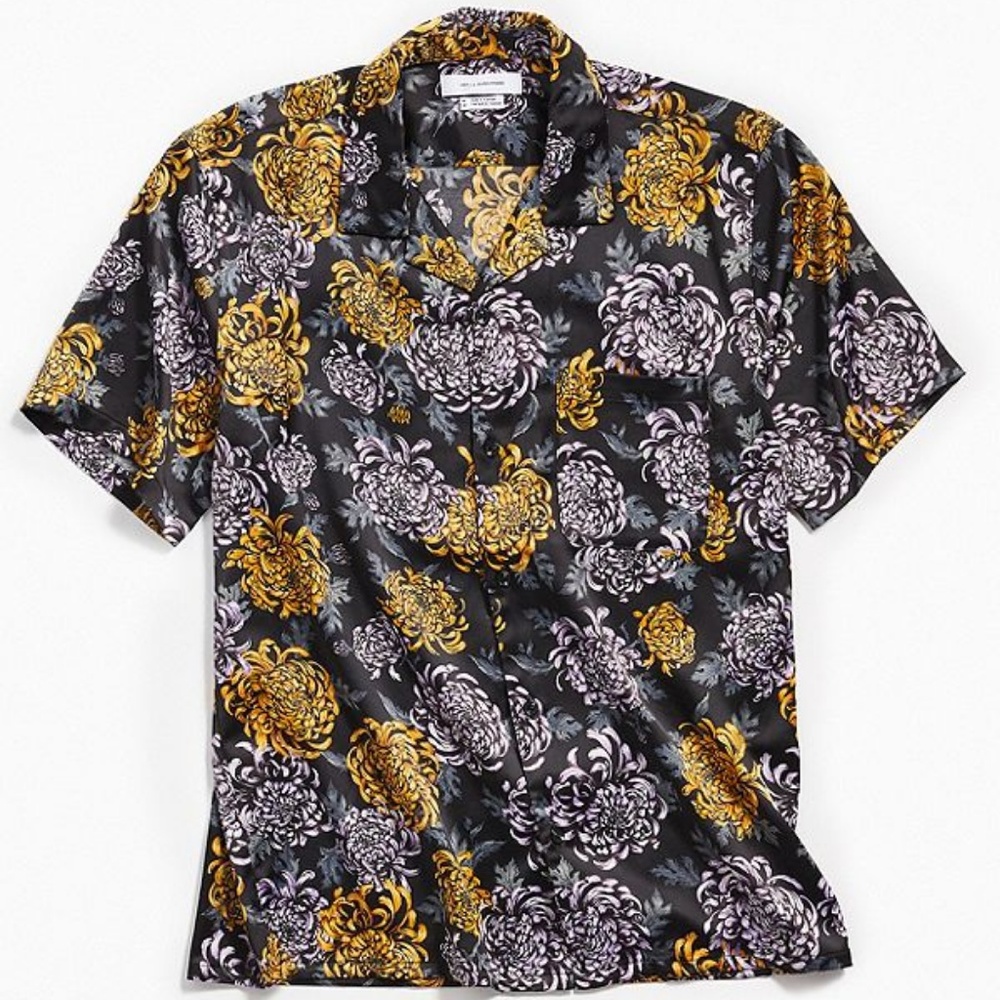 Liam Floral Satin Short Sleeve Button-Down Shirt